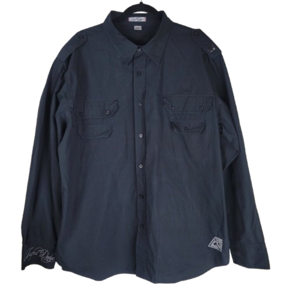 Artful Dodger Y2K Graphic Button Down Shirt Black Mens 3XL